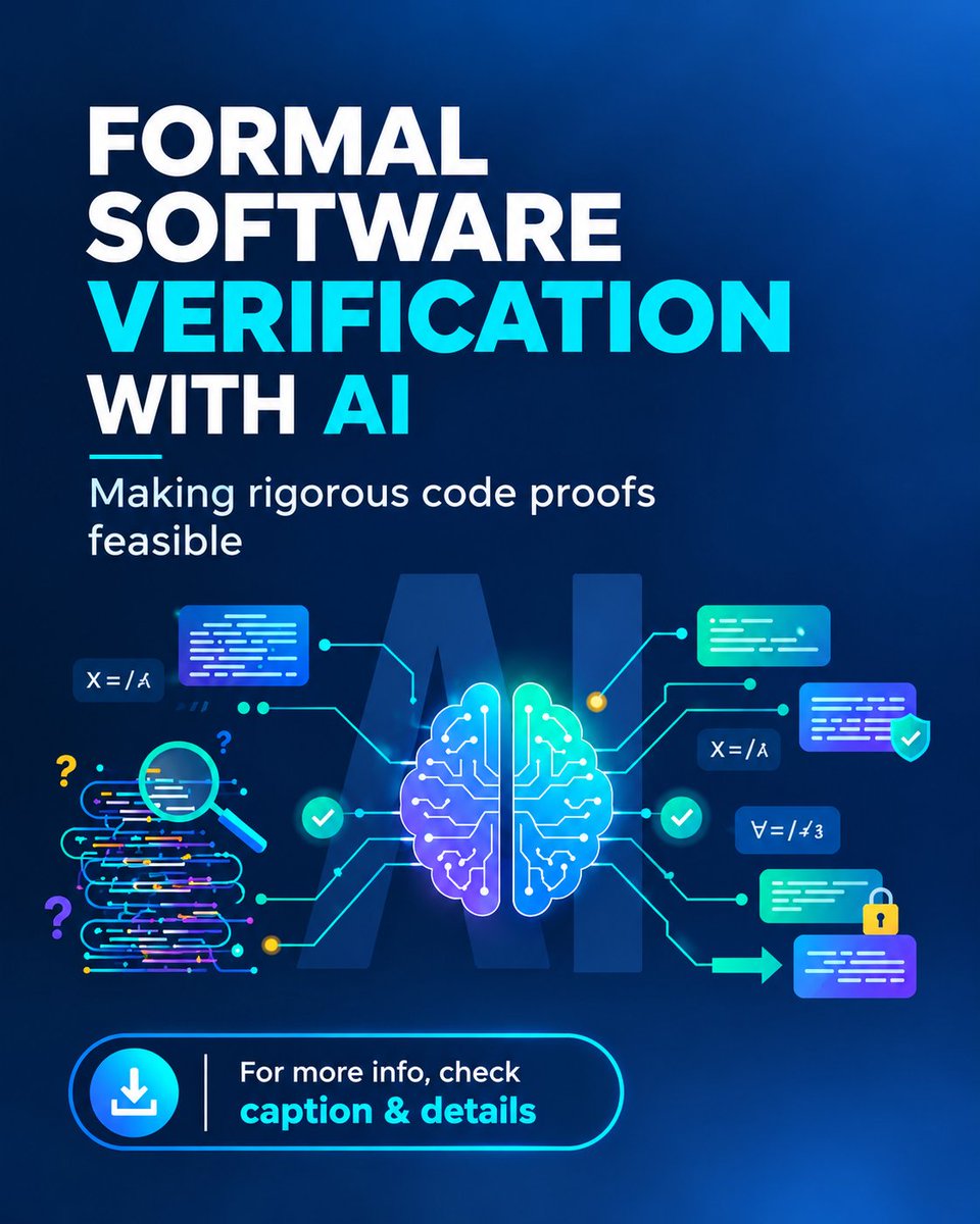nets_tech's tweet photo. 🤖 Can AI help prove your code is correct?

Formal software verification combines mathematical logic with AI to help developers check whether code meets its specifications.

Discover how this approach could improve software reliability.

🔗 https://t.co/BQ34oEm1YQ

#AI https://t.co/VhArUt2A19