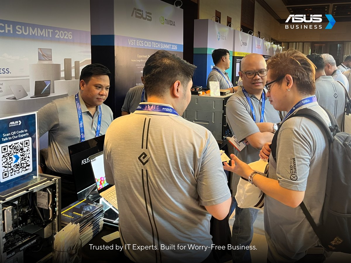 ASUSph's tweet photo. The CEOs found their next business laptop at the VSTECS CXO Tech Summit 2026! 💼

The event brought together business leaders to connect, exchange insights, and explore the latest in business technology.

#ASUSBusiness #ASUSExpertBookUltra #TrustedbyITExperts https://t.co/qNS7hha3AU