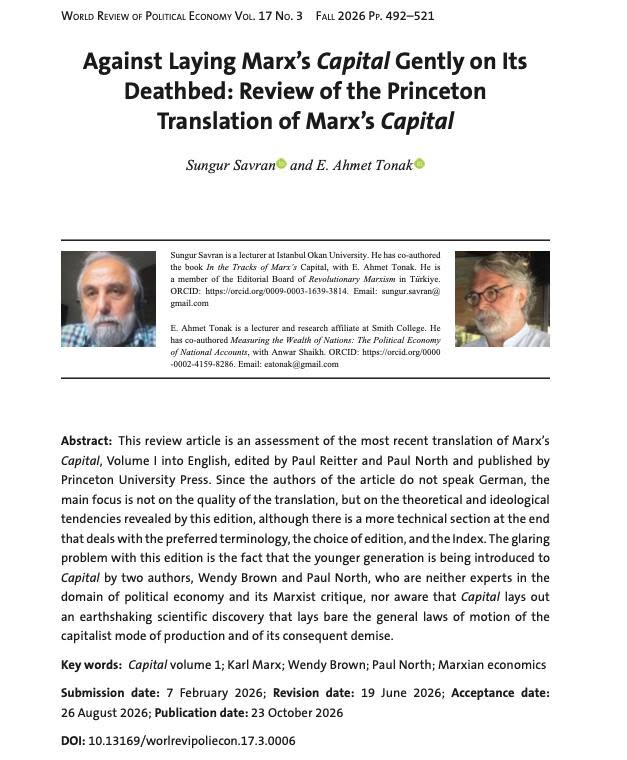 eatonak's tweet photo. Our critical review of Princeton’s new translation of Capital, Volume I, is now out.

https://t.co/OF14fKYV3X https://t.co/vGpfGbAl3g