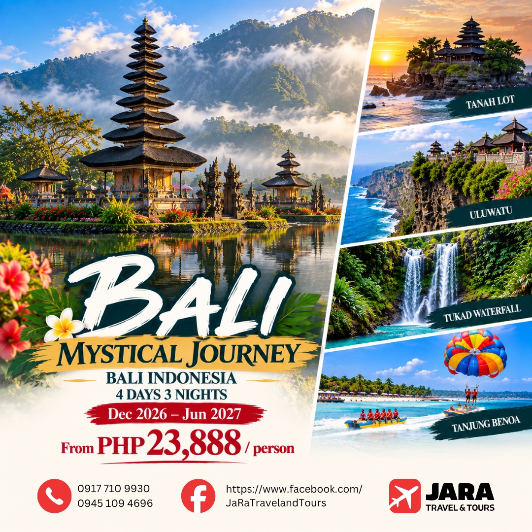 zeynpbieber's tweet photo. Discover Bali’s temples, nature, and coastal beauty—from Ulun Danu and Tanah Lot to Uluwatu, Tukad Waterfall, and Tanjung Benoa. Dec 2026–Jun 2027
From PHP 23, 888 per person
Bali Mystical Journey | 4D3N

Message us for dates and details. https://t.co/kn5jZpZ3wq