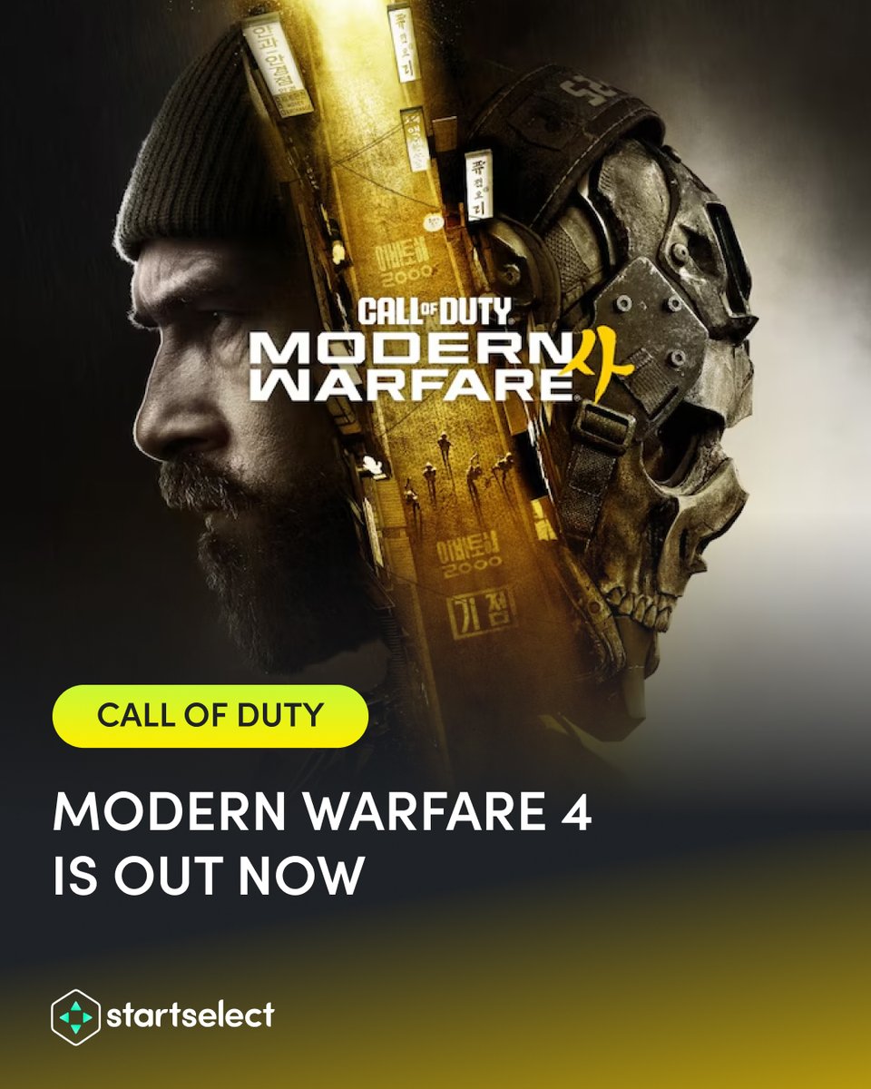 Startselect_com's tweet photo. 🚀Modern Warfare 4 is officially here 🚀

Stock up on COD Points for PlayStation, Steam, Xbox or Nintendo at Startselect and gear up from day one. 💥

👉🎮 Hit the link in bio to load up instantly.

#COD #CallOfDuty #ModernWarfare4 #Gaming #ShooterGames #MW4 https://t.co/tf45jWB9Be