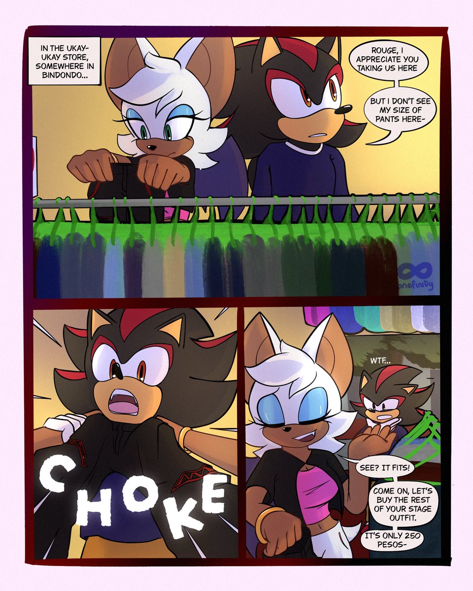 OnefinityA's tweet photo. Shadow and Rouge go ukay-ukay shopping!

#Shadouge #FiloCollegeSonicAU #ShadowTheHedgehog #RougeTheBat #SonicTheHedgehog https://t.co/LRHFZ0sa8s