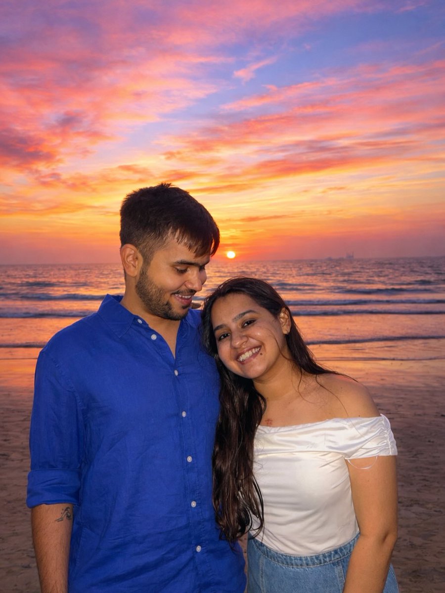 RaphaNega's tweet photo. Forever choosing sunsets and you. Golden hours, beach walks, and Mumbai skies make every moment feel like home. https://t.co/q9hUZYDgDE