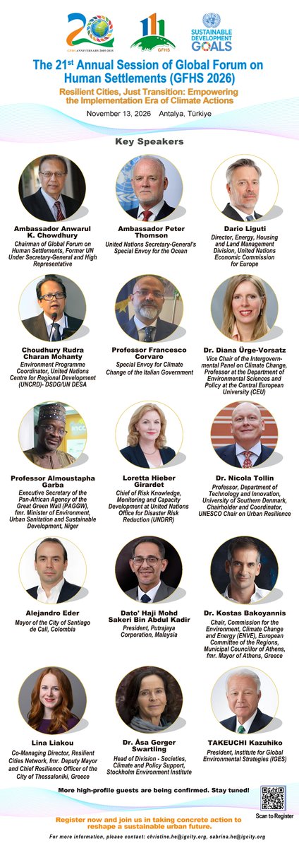 gfhsforum's tweet photo. 20 days to go! The 21st Global Forum on #Human #Settlements is ready to kick off. Sign up now to bring #urban #momentum to the success of #COP31! Who will win this year’s top sustainability awards? Stay tuned!
Register: https://t.co/1naBnSb1VM https://t.co/cfH0T34x7h