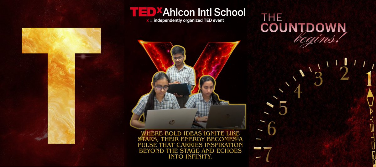 TedxAhlconIntl's tweet photo. 1 DAYS TO GO!!

The countdown to the extraordinary begins. 

One stage. Infinite possibilities. Ideas that echo beyond the stars. 

TEDxAhlcon Intl School
Astral Pulse:Ideas that echo in the infinite. 
24 October 2026 | 10 AM IST https://t.co/MCx3qyHoR4
