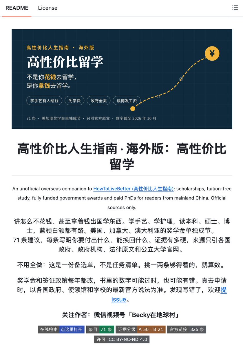 momoai_daily's tweet photo. 太夯了，GitHub上竟然有高性价比留学指南？！

看了一下感觉我都可以去当留学中介了😂

https://t.co/JCteE7EP3T https://t.co/viVLnd2ScH