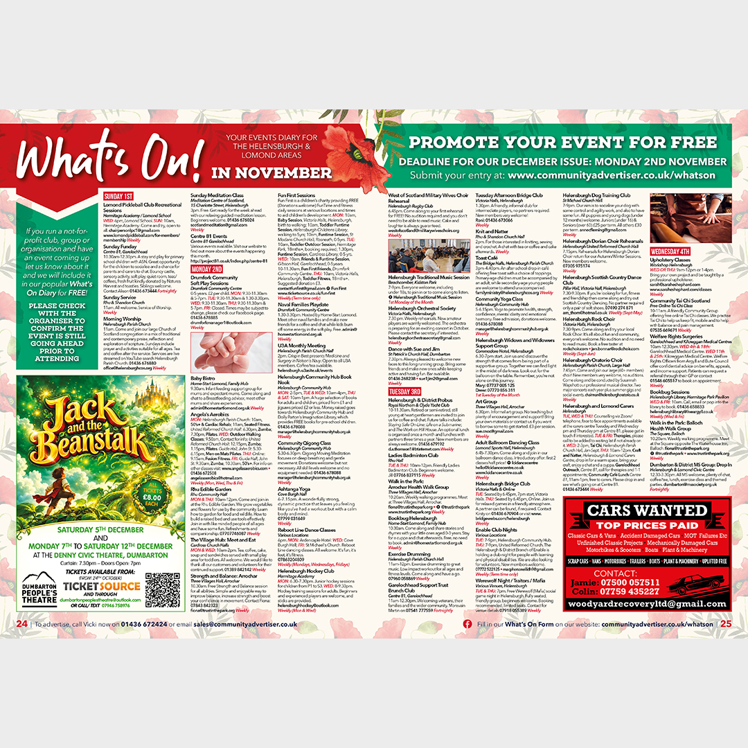 CommunityMagHel's tweet photo. Here's your What's On Diary for November. You can check the full schedule and the rest of our eBook by CLICKING HERE: https://t.co/acvDSAJuZw 

dumbarton people's theatre woodyard recovery ltd. save the tower arts centre https://t.co/RyUPG5L7XK