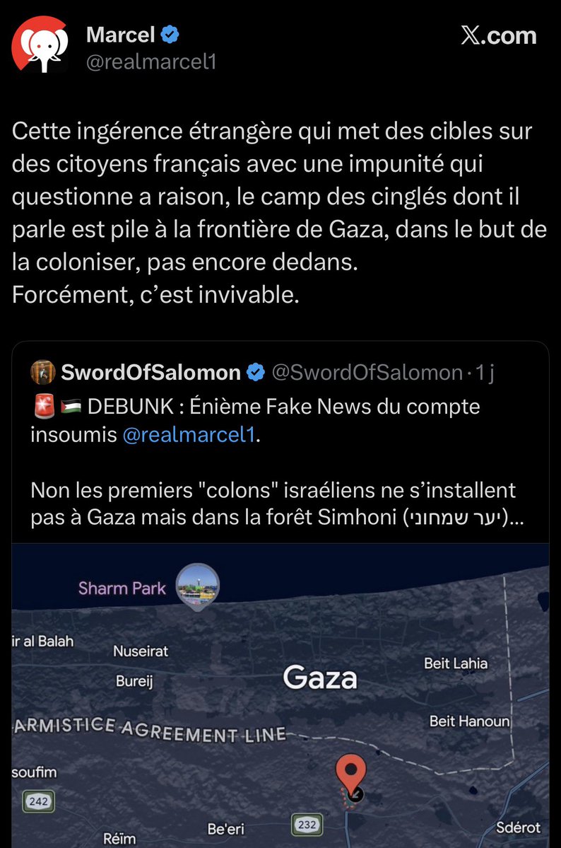SwordOfSalomon's tweet photo. Tu as vite supprimé @realmarcel1 🤣
Je la remets pour toi 📸

De « à Gaza » à « pas encore dedans » : merci d’admettre ton énième Fake News.

PS : je suis Français, né et élevé en France. Qu'importe où je vis, un Français qui combat l'antisémitisme et l’islamisme dans son pays, ce n'est pas de l'ingérence étrangère. C'est du civisme.
À bientôt @realmarcel1