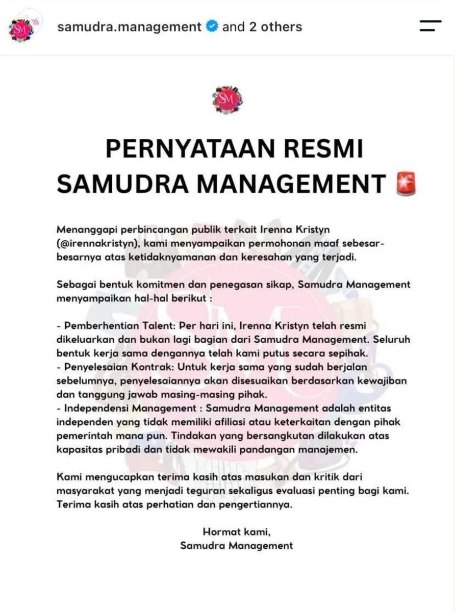 palmviz's tweet photo. instastory cuma 10 menit tp langsung mengubah kehidupan sedrastis ini.. semangat kerja kerasnya mba irenna kristyn💪🏻

bayangin udah nyiapin stock produk buat ikut bazar tp sekarang kena cancel semua dan diputus kontrak sama agency managementnya hanya karena belain prabowo🫣 https://t.co/F10cS2yn5C