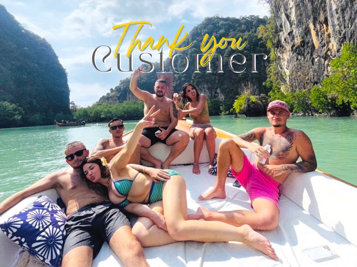 ieqjaperi's tweet photo. Thank you to our lovely customers for booking with us. Rent a private luxury longtail boat and explore Phuket’s islands on a half-day or full-day tour. Destinations include Khai, Naka, Yao Yai, James Bond Island, Krabi, and more. https://t.co/vNd60hLvrq