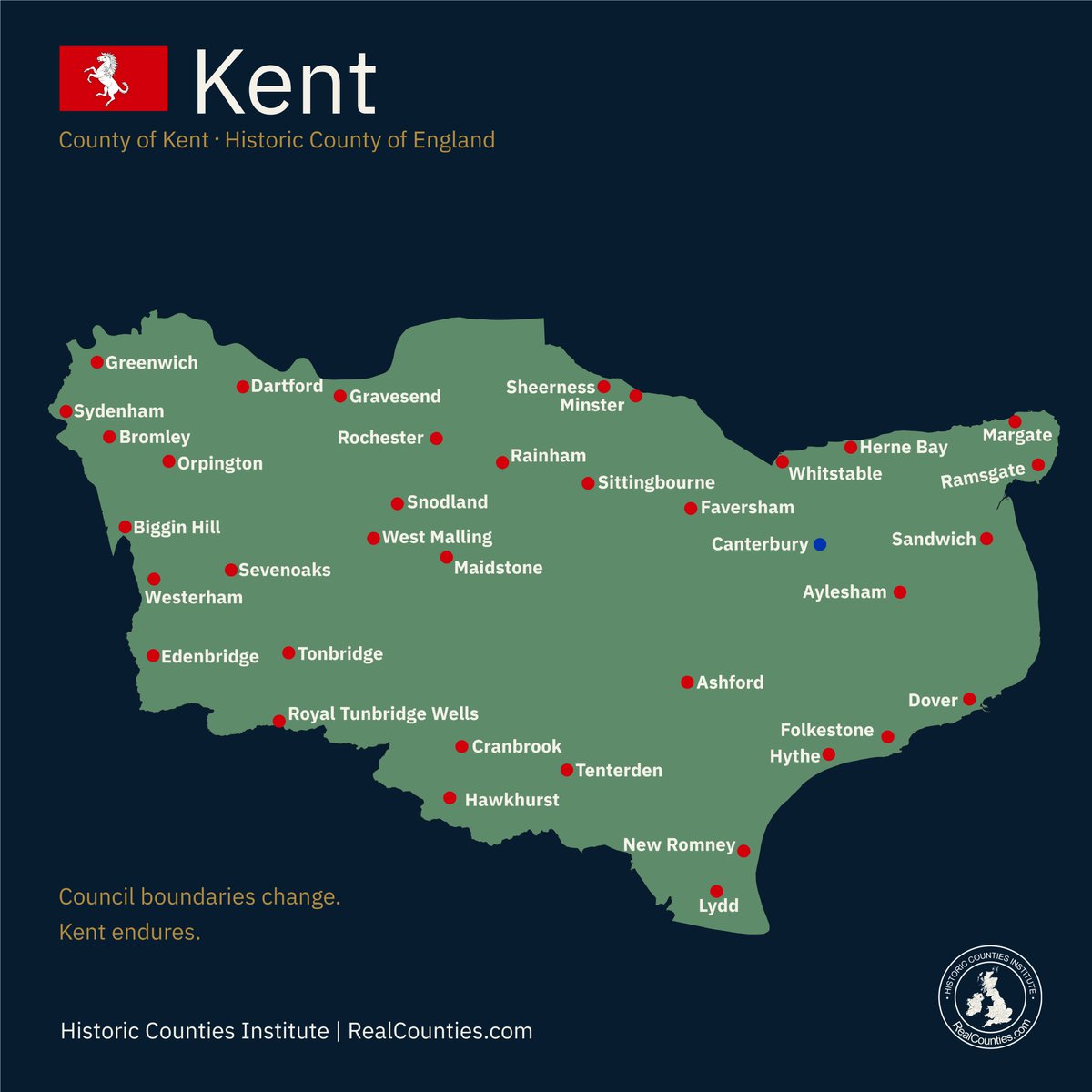 RealCounties's tweet photo. Greenwich is a London borough, but that doesn't mean it’s ceased to be part of a geographic county.

Greenwich is still geographically in Kent.

Inclusion in Greater London in 1965 changed Greenwich’s local-government arrangements, not its county geography.

Being part of London and belonging to a historic county aren't mutually exclusive. Both are true today!