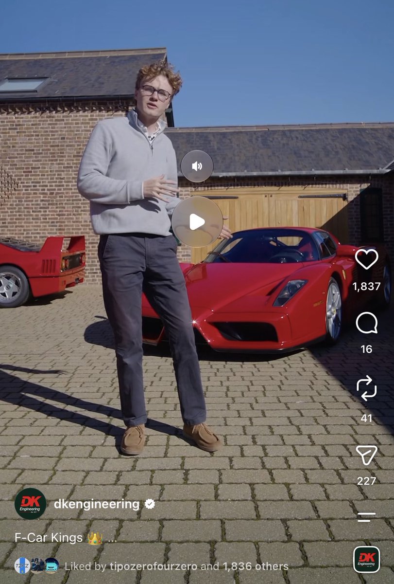 Timoldland's tweet photo. Holy shit! @DK_Engineering just casually mentioning on Instagram that they’re doing a manual gearbox swapped Enzo!!! 🤯

That’s fucking around money, right there 😂 https://t.co/z6ZqHyAMUE