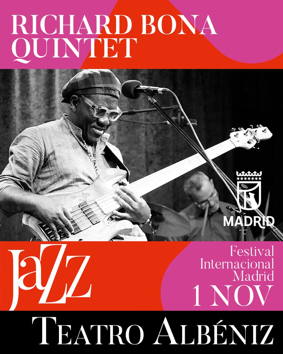 FestJazzMadrid's tweet photo. @salavillanos 🎸 Dom 1 | 20:30 h — Richard Bona Quintet

📍 Teatro Albéniz

🎟️ Entradas en 🔗 https://t.co/dKwKZg5bek https://t.co/Sz3C4UOXDY
