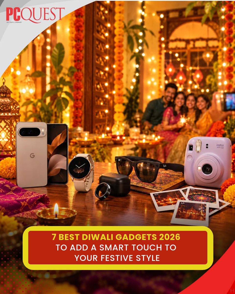 pcquest's tweet photo. 7 Gadgets to Give Your Diwali a High-Tech Touch

From smart rings and watches to AI-powered glasses, smartphones, instant cameras, and cleaning gadgets, this roundup highlights seven gadgets that can help elevate your festive style

Read More: https://t.co/ZetRsMEzLo

#PCQuest https://t.co/aA1s8L93GS