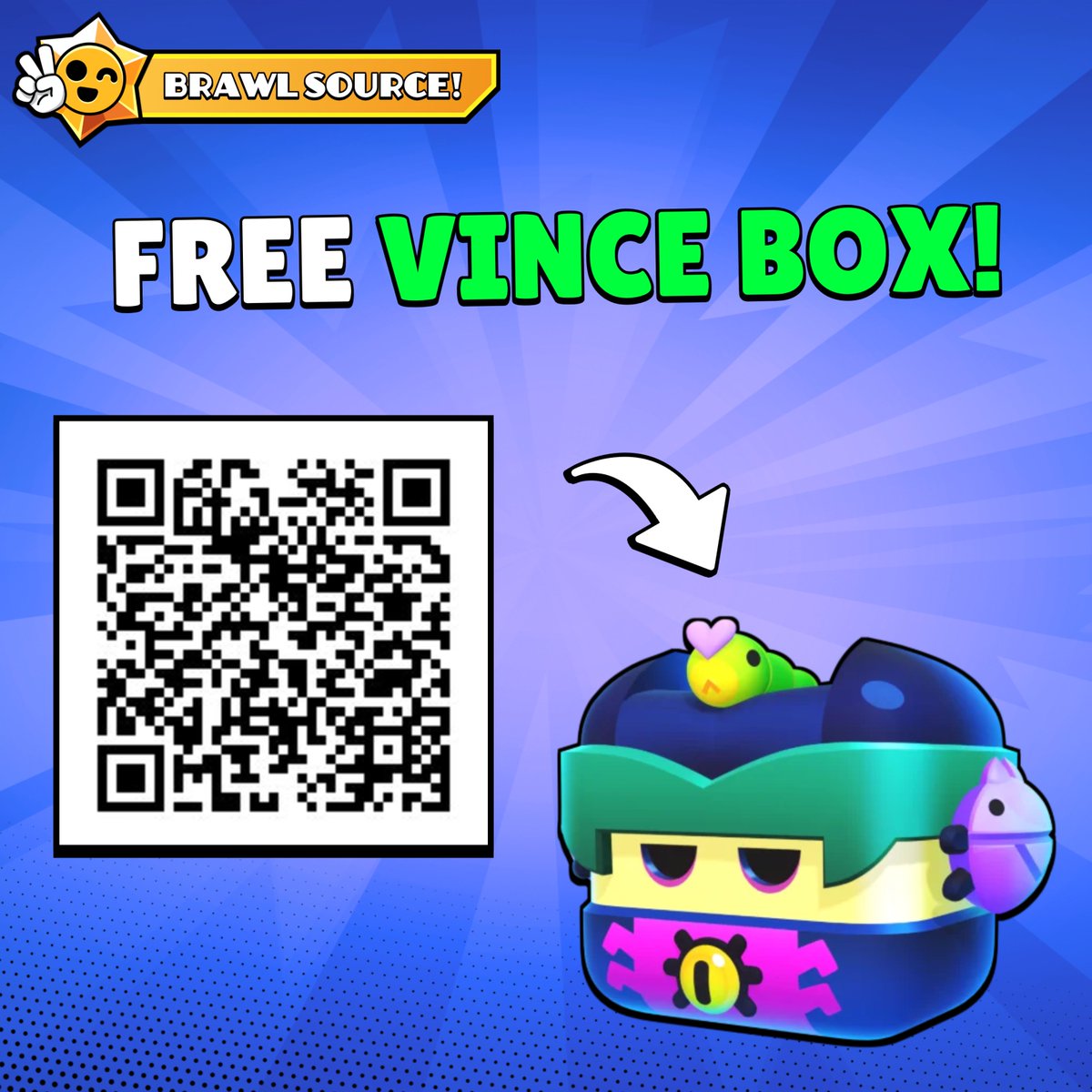 BrawlSource's tweet photo. 🚨 FREE VINCE BOX !!

🔗: https://t.co/p1tGhvPgnZ

*Once again, after 1000 Scans every Creator will be able to Giveaway another 25 Vince Boxes 👀

#BrawlStars #VinceBox https://t.co/PicP694rKA