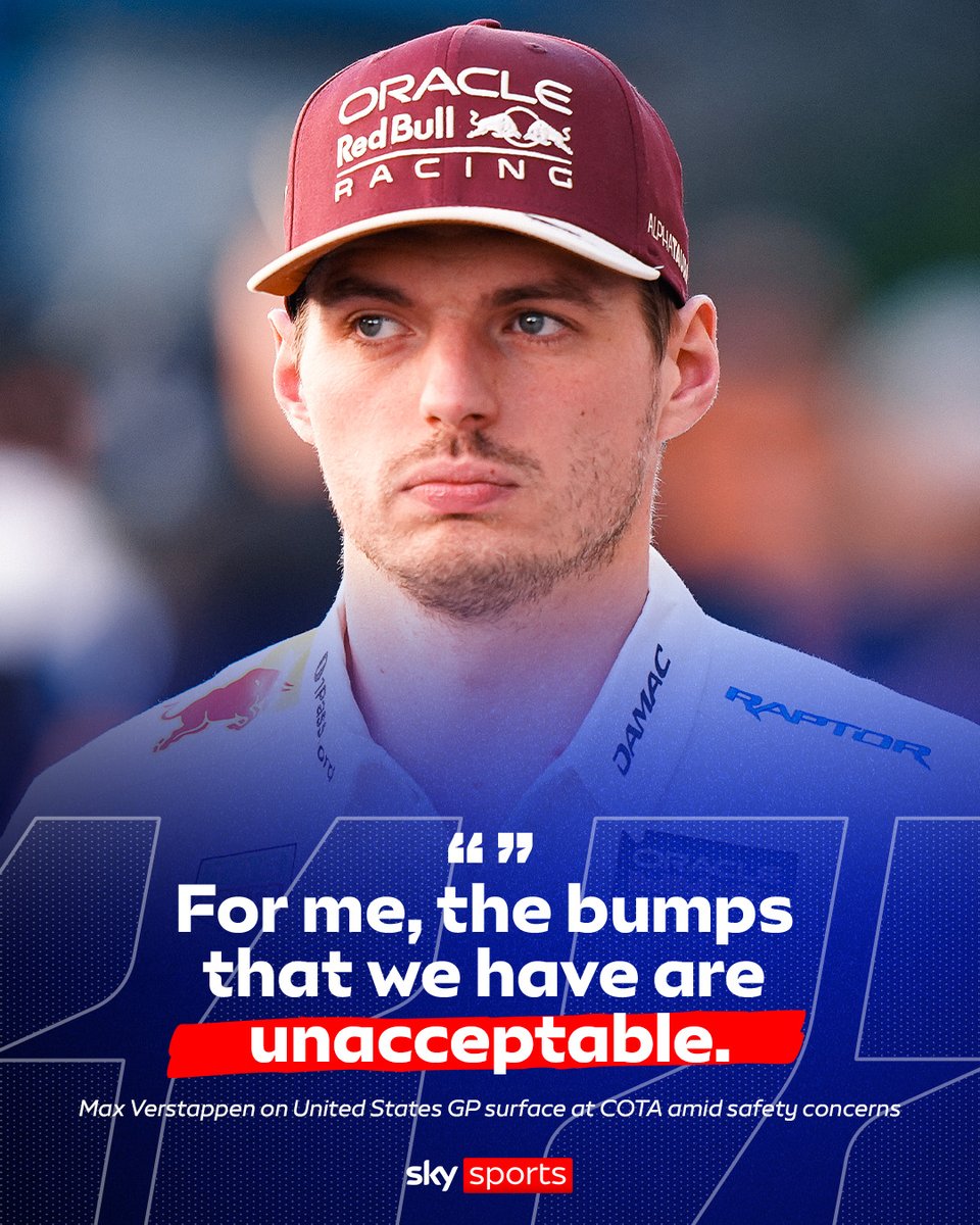 SkySportsF1's tweet photo. Max Verstappen has criticised the bumpy surface at Circuit of The Americas ahead of this weekend's race in Austin, Texas 🗣️ https://t.co/RUhNpdpcyq