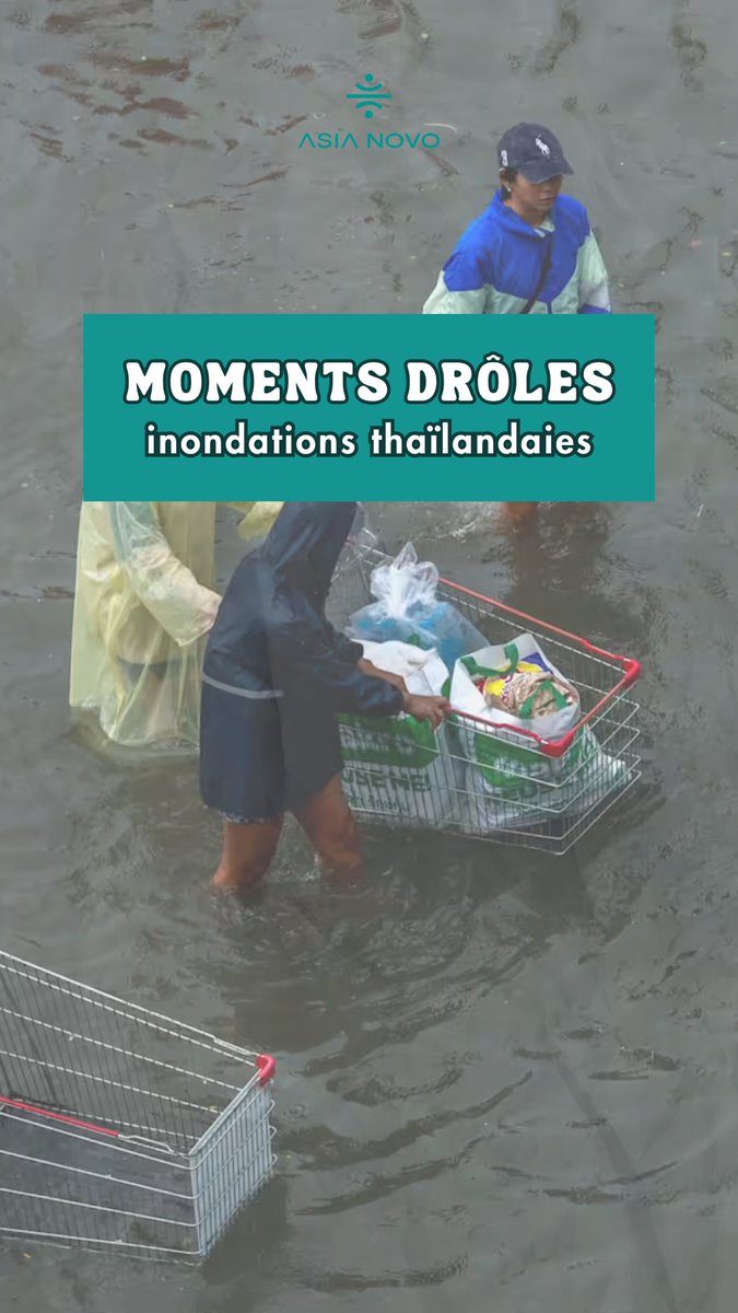 kkaa_hh's tweet photo. Même face aux inondations en Thaïlande, certains gardent le sourire. Un peu d’humour dans ces circonstances, en espérant que chacun reste en sécurité. https://t.co/oTVZpaXRjp