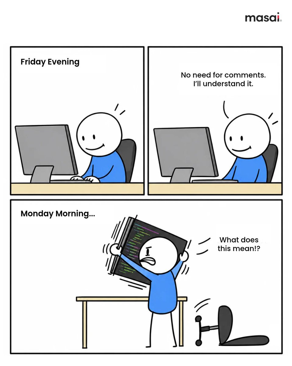 masaischool's tweet photo. You are your biggest enemy 💀

#ProgrammerMemes #CodingHumor #DeveloperLife #TechMemes #MasaiSchool https://t.co/Ap24PxcP9h