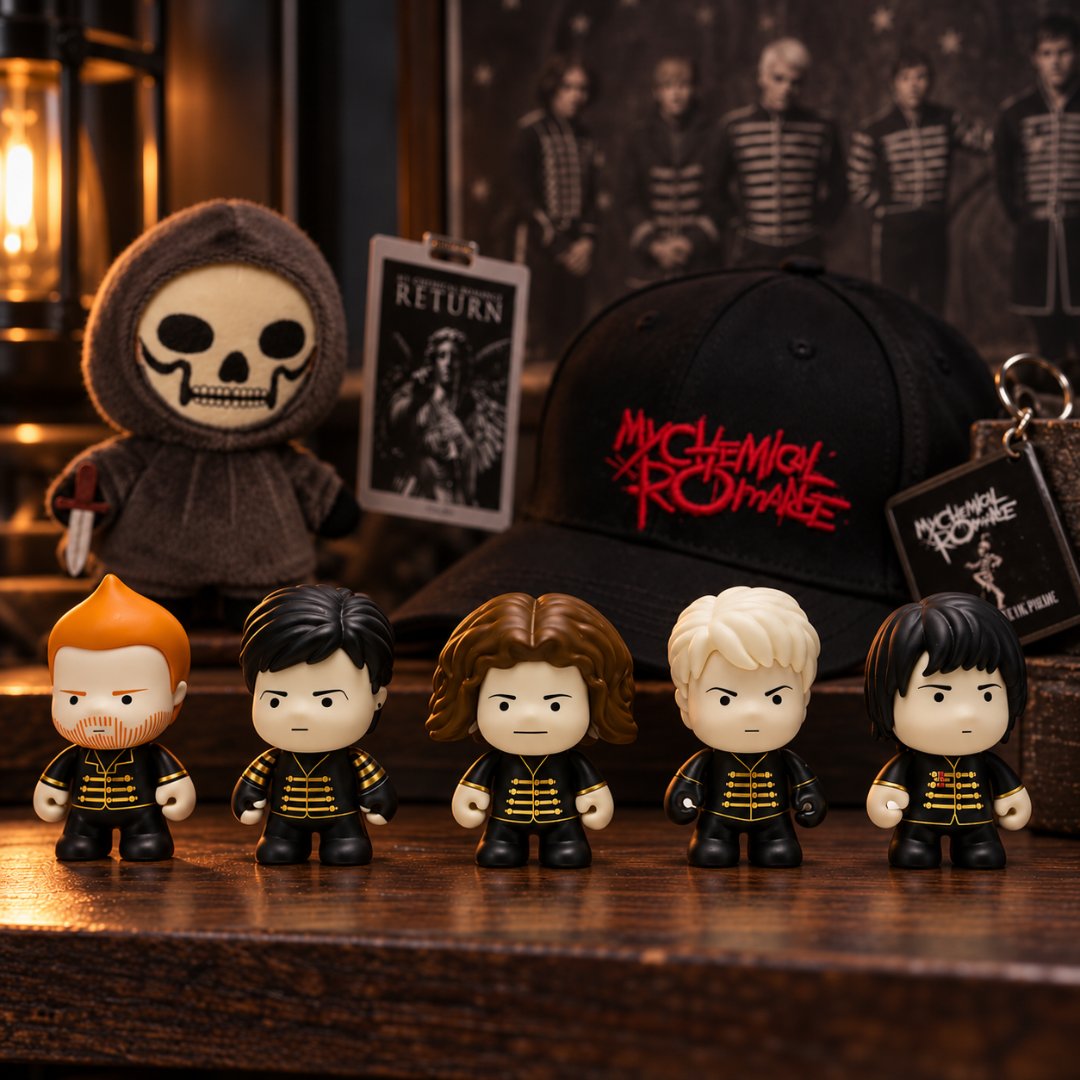 PgsStore's tweet photo. 🖤 Welcome to the Black Parade.

あの衝撃から20年──

2006年10月23日に発売されたMY CHEMICAL ROMANCEの名盤『The Black Parade』

今も心に鳴り響くあの音楽と世界観を、
フィギュアやぬいぐるみなどの公式グッズとともに！

▼マイケミグッズはこちら
https://t.co/6VYOq4IVLP

#MCR #MyChemicalRomance #マイケミカルロマンス