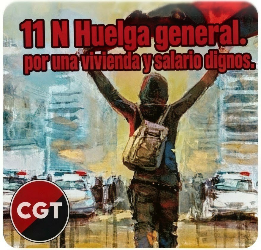 JotaR1917's tweet photo. 11 de Noviembre Huelga General:
Desbordemos la campaña institucional, contra toda la clase política y el sistema.
Por una vivienda y salarios dignos. https://t.co/hjOFNP1LPQ