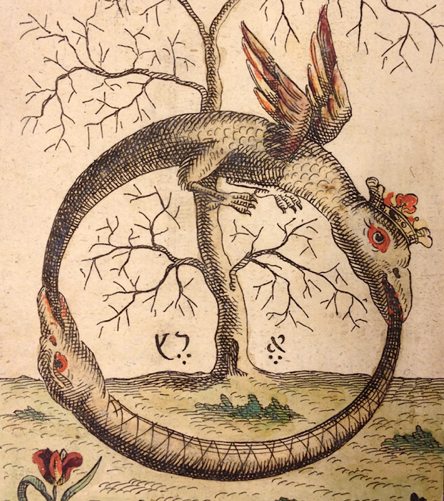 archaeologyart's tweet photo. Ouroboros (Tail-swallowing Serpent, symbol of time and eternity), c. 1760. https://t.co/eRK6dzF2pv
