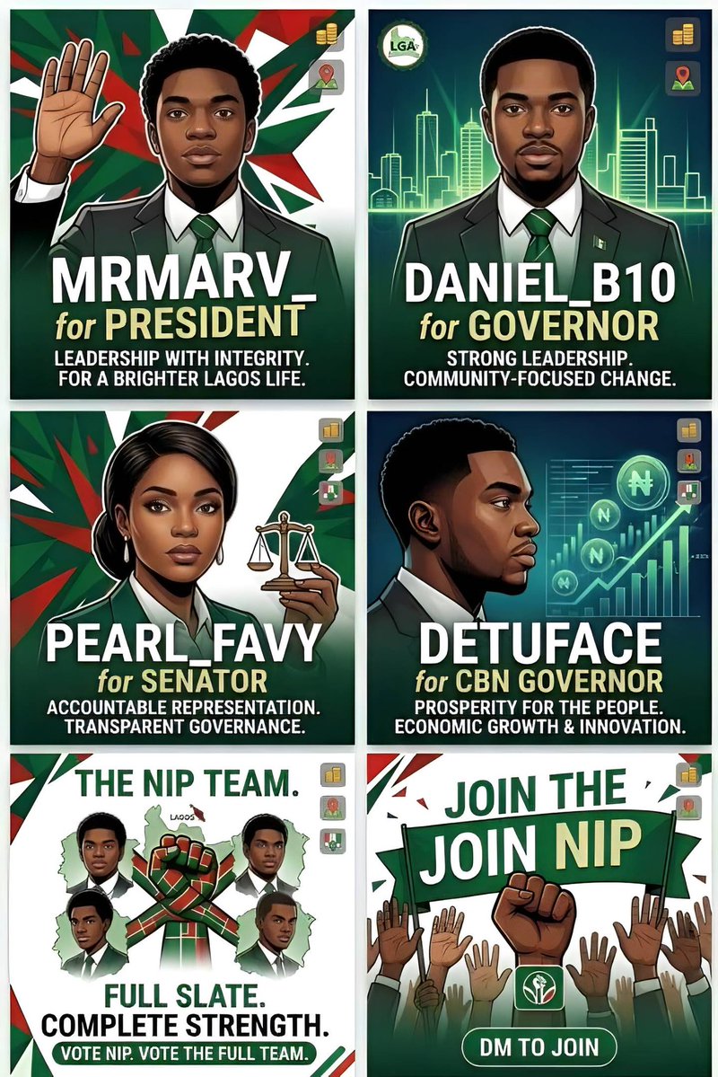 NIP_lagoslife's tweet photo. One vision. One mission. A better LagosLife🔥

Integrity, Development, and Progress — that’s what NIP stands for.✊
 Vote NIP for softlagoslife 
#VoteNIP #LagosLife #LagosLifePolitics #NIP https://t.co/wI1xACyIeb