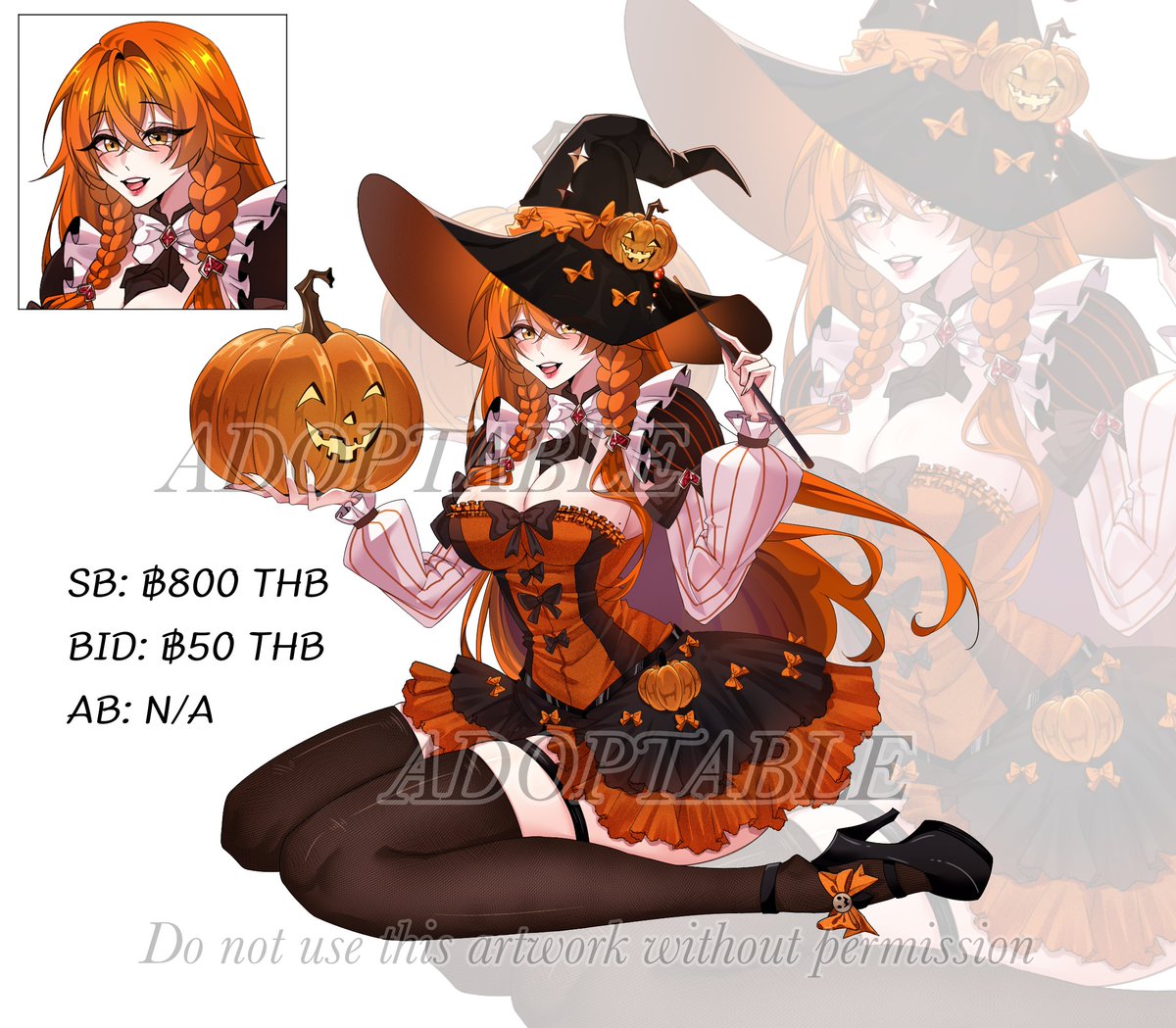 KaroneMio's tweet photo. ADOPTABLE AUCTION OPEN ❖
━━━━━━━━━━━━━━━━━━━━
SB: ฿800 THB
BID: ฿50 THB
AB: N/A
✦ COMMERCIAL USE UNLOCK — ฿1,500 THB
Details below!
#Adoptable #AdoptableAuction #OCAdopt #WitchOC #PumpkinWitch #FantasyCharacter https://t.co/jtWUIDrp7v