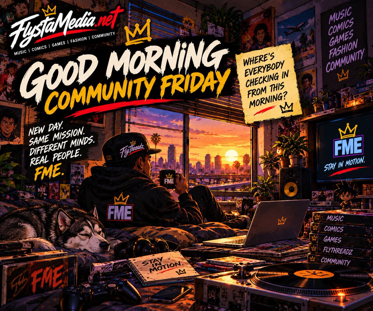 FlystaMediaEnt's tweet photo. ☀️ GOOD MORNING & HAPPY COMMUNITY FRIDAY!

New day. Same mission. Different minds bringing different things to the table.

Whether you make music, design clothes, create art, game, or simply support independent creators, you're part of what keeps the culture moving.

🌎 Where's everybody checking in from this morning?

#CommunityFriday #FME #FlystaMedia #StayInMotion #IndependentCreators