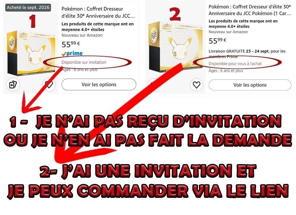 AlertEtGo's tweet photo. Les nouvelles invitations pour les cartes Pokémon 30 ans sont en train d'arriver !
Vérifiez ici ► https://t.co/WAjLwGNqgD  

Pokébox Amphinobi ► https://t.co/fq9TdrXEk1
Pokébox Nymphali ► https://t.co/zlox3J4qAS
ETB ► https://t.co/uZVa5Jleul
Blister de 2 boosters ► https://t.co/lVdQ579w77
Collection Poster ► https://t.co/XaT8zXJWap
Coffret 30ᵉ Anniversaire – Amphinobi ► https://t.co/Bz9uUqkOr8 

Sorties récentes :
Bundle 30 ans : https://t.co/3B9emylOQ6
Coffret Classeur : https://t.co/NpsdAjU0Ym
Mini Tin Jour
Pikachu : https://t.co/lw6NVE5bPw
Mew : https://t.co/3LW0et4Msf
Mentali : https://t.co/3IwyVG8sUX
Sulfura : https://t.co/d8jz9gZjDd
Lokhlass : https://t.co/MQ909f5NQB
Mini Tin Nuit
Pikachu : https://t.co/5EjQPOapWi
Mewtwo : https://t.co/dhellb3WX2
Noctali : https://t.co/hIKMItoqTI
Électhor : https://t.co/qMk9beMP42
Amphinobi : https://t.co/nDuG2T9igl 

Vérifiez régulièrement vos invitations 
#Pub