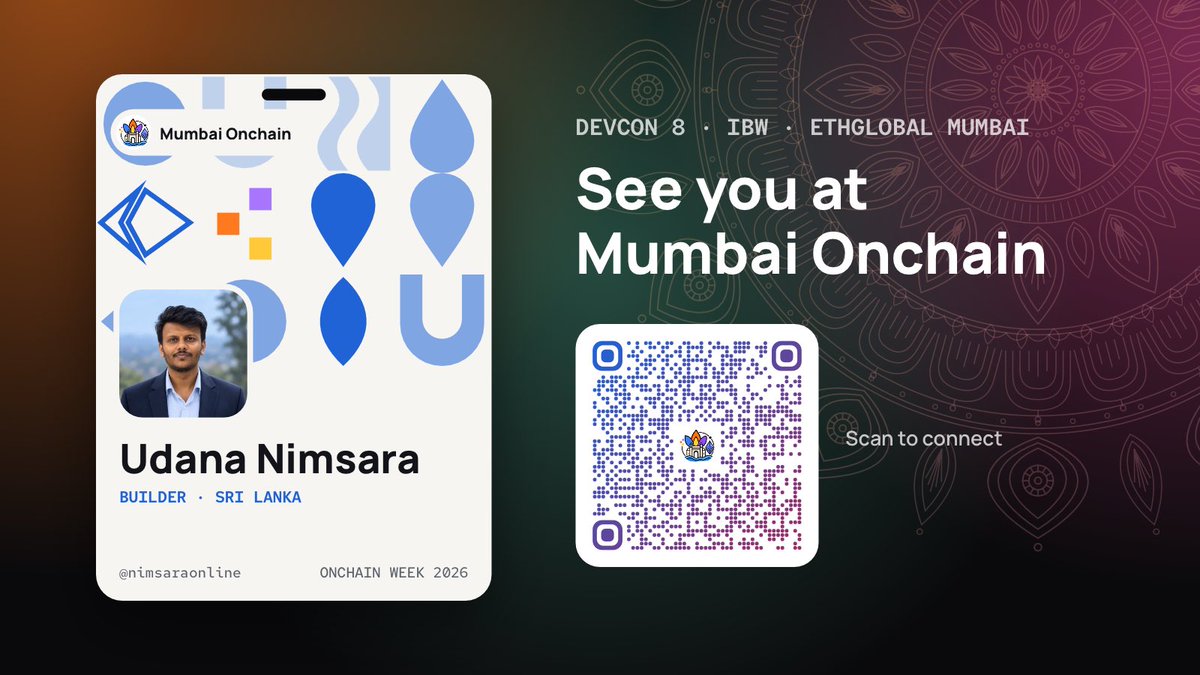 nimsaraonline's tweet photo. Small story from building @Mumbai_onchain 🧵

when i started building the lanyards for mumbai onchain, i didn't want everyone to end up with the same design.

so i hid a little maths in the code.

every member gets a unique pattern generated from their profile. same person, same pattern, forever. no two members get the same one.

it's a small detail, but i love how it makes each badge feel personal.

look closely next time you spot a mumbai onchain lanyard. you might start noticing us everywhere 😌

#IBW2026 #devcon8