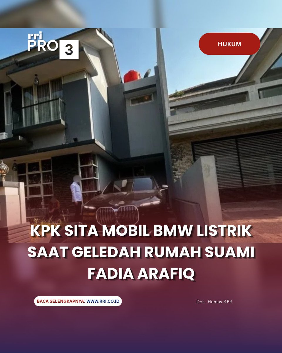 RRIPrograma3's tweet photo. KPK menyita satu unit mobil listrik mewah BMW 7 Series generasi G70 saat menggeledah rumah Ashraff Abu di Semarang pada Jumat, 23 Oktober 2026.

Selengkapnya: https://t.co/76dHXuyj90

#kpk #korupsi #AshraffAbu https://t.co/XKTPlUu5fW