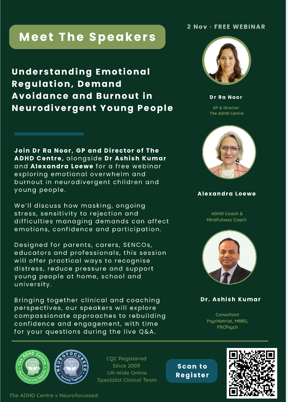 HackneyFIS's tweet photo. Understanding Emotional Regulation, Demand Avoidance and Burnout in Neurodivergent Young People.
FREE Webinar on 02/11/2026 - Scan the QR code to register.
For Parents, SENCO's, carers, educators and professionals.
Please see the poster for further information. https://t.co/aOfYBuH0ug