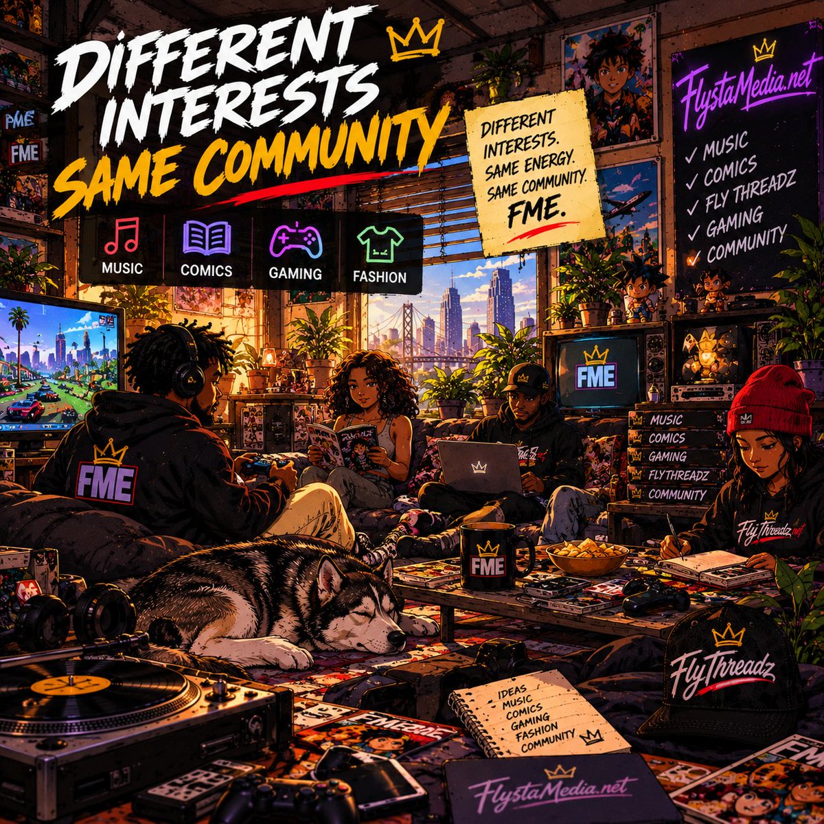 FlystaMediaEnt's tweet photo. 🎵 MUSIC.

📖 COMICS.

🎮 GAMING.

👕 FASHION.

Different interests, but plenty of common ground.

That's what we're building with FME—a place where people can discover something outside their usual lane.

Which one brought you here first? 👀

🌐 https://t.co/R6lyScgaZT

#FME #CommunityFriday #FlystaMedia #MusicCommunity #GamingCommunity #IndieComics