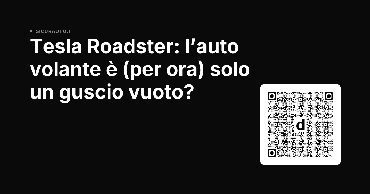 sicurauto's tweet photo. La nuova Tesla Roadster volante presentata da Elon Musk scatena dubbi tra gli esperti: la vettura sarebbe… www.sicurauto.it/news/auto-elettriche-ibride/tesla-roadster-lauto-volante-e-per-ora-solo-un-guscio-vuoto/ #Tesla #TeslaRoadster #autoVolante #elonmusk #autoElettriche https://t.co/u6Y3Vfu4ey