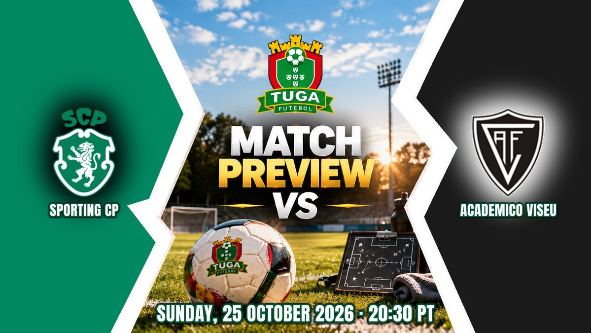 TugaFutebol_com's tweet photo. Sporting’s home strength meets Academico Viseu’s away resilience

Read the full match preview — link in the comments.

#SportingCP #AcademicoViseu #PrimeiraLiga #MatchPreview #TugaFutebol https://t.co/JFACnpFmZu