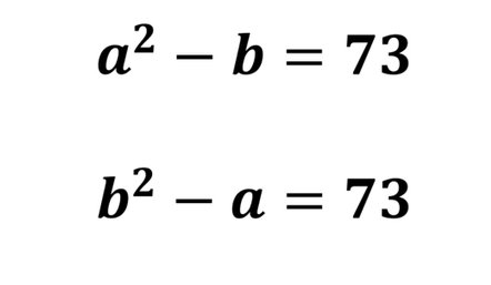 KnowledgeZoneIn's tweet photo. #PuzzleOfTheDay:

a^2 - b = 73
b^2 - a = 73

if a is not equal to b, a + b = ?

https://t.co/Q6MC0kM3QP https://t.co/9xbK9Gln3e