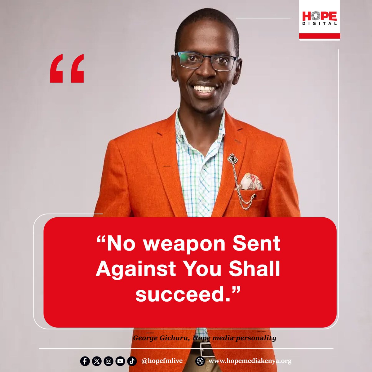 HopeFMLive's tweet photo. George Gichuru reminds believers of God’s unfailing protection through Isaiah 54:17: “No weapon sent against you shall succeed.”

📸Courtesy https://t.co/oLO6VQq3nU