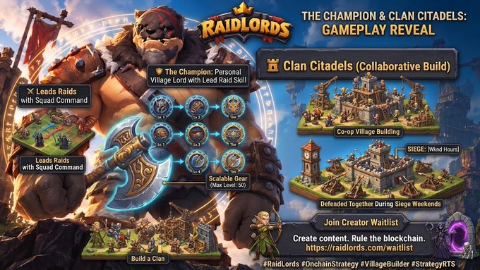 0xgnoul's tweet photo. @RaidLords 🛡️ Heroes &amp; Clan Cooperation
• Customize your Champion with specialized gear to lead your raids.
• Work with clan members to develop a shared Citadel.
• Teamwork and defense add another layer to the battle strategy. 🤝 https://t.co/xcasIThXVz