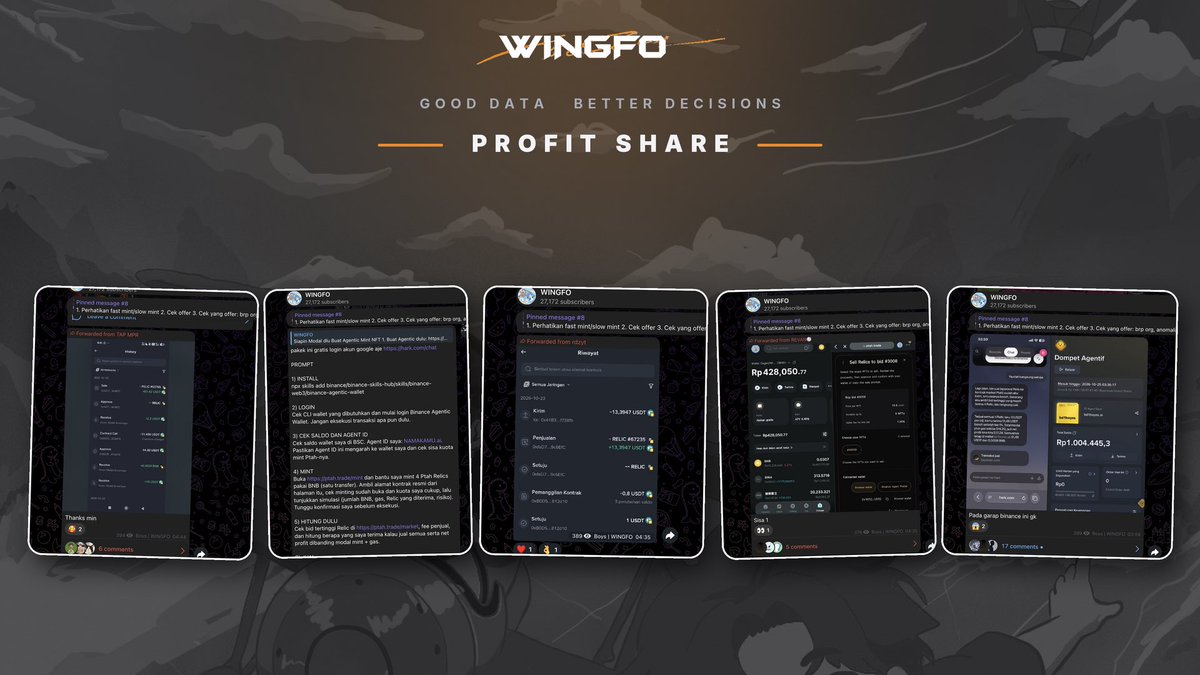 weingfo's tweet photo. Some wins we managed to secure from our public WINGFO Telegram today.

Thanks to @ptahtrade for the opportunity.

We shared the full flow publicly and also provided an alternative option for members who didn’t have their own agent ready.

And yeah, a few of our members managed to catch the play and walk away with some profit.

Nothing crazy, but a win is a win.

GG to everyone who followed the guide and got it done.

More opportunities, more sharing, and more wins together.