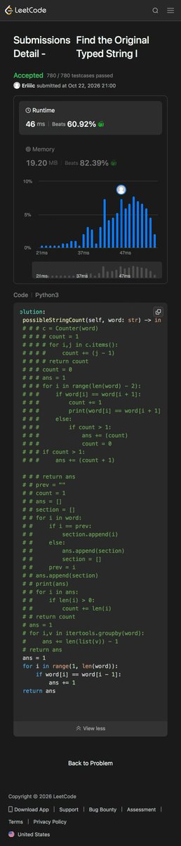 doctorzlai's tweet photo. Day 620 - Leetcoding with Kids - 3330. Find the Original Typed String I
带娃刷题第620天 数原始敲击字符串

#leetcode #tutorial #daily #learning #python #programming #力扣 #编程 #计算机 #学习 #coding #算法 #数据结构 #math #数学 https://t.co/VvOqAMHlql