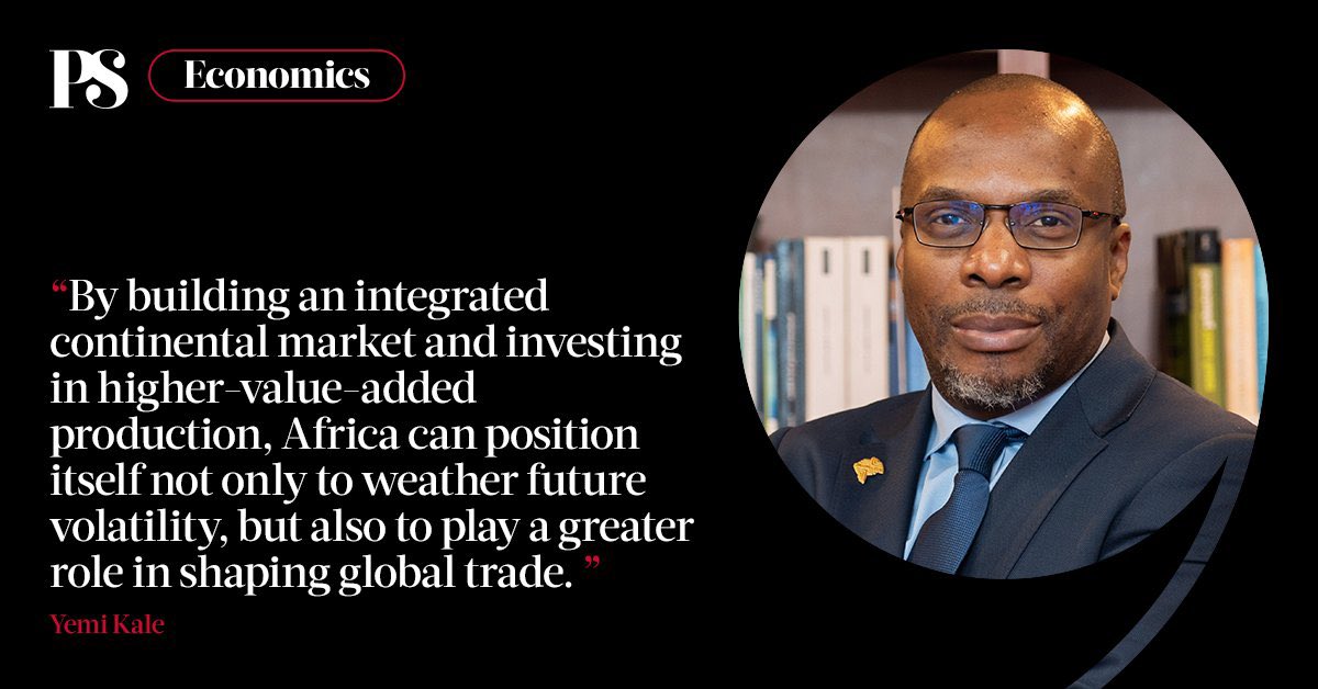 afreximbank's tweet photo. Africa’s resilience depends on stronger regional markets and greater capacity to produce locally.

Writing in @prosyn, Dr. Yemi Kale @sgyemikale, Group Chief Economist and Managing Director of Afreximbank Research @AfreximResearch and Trade Intelligence @AfreximTrin at Afreximbank, argues for faster AfCFTA implementation, investment in manufacturing and improved access to finance to reduce Africa’s exposure to global shocks.

Read “Building the Economy Africa Needs”: https://t.co/NMyi14YDkh⁠

#Afreximbank #ProjectSyndicate #AfCFTA #Industrialisation