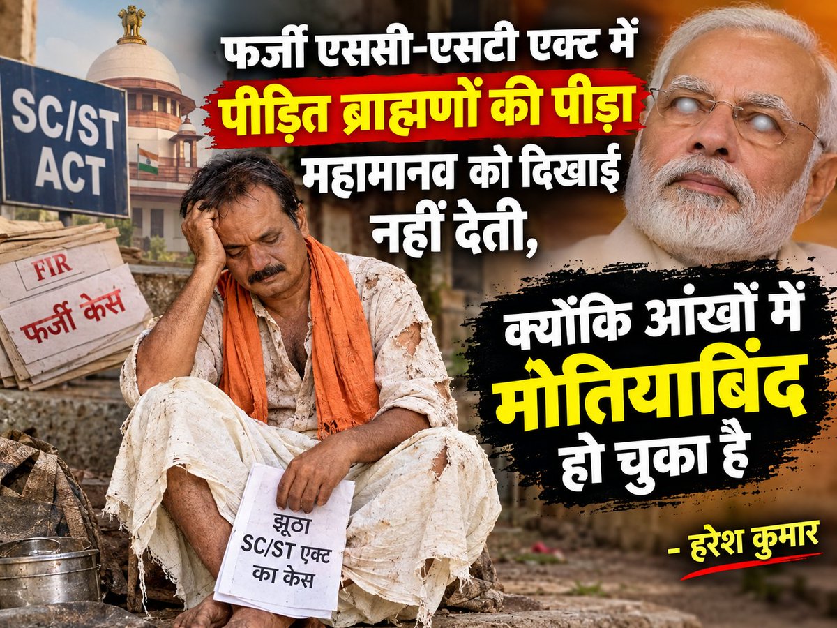 kumarharesh's tweet photo. फर्जी #एससीएसटीएक्ट में लाखों बेगुनाह परिवार तबाह हो चुके हैं। #RAPE से लेकर मारपीट का झूठा केस करके #लाखोंरुपए सरकार से ऐंठ रहे लोगों ने इसे #धंधा बना लिया है।एक महिला ने #अवैधसंबंधों में आड़े आ रहे पति और बच्चे की हत्या करवा दी और गरीब #ब्राह्मण पर आरोप लगा दिया
@SunilAmbekarM https://t.co/ppFyU0tDuu