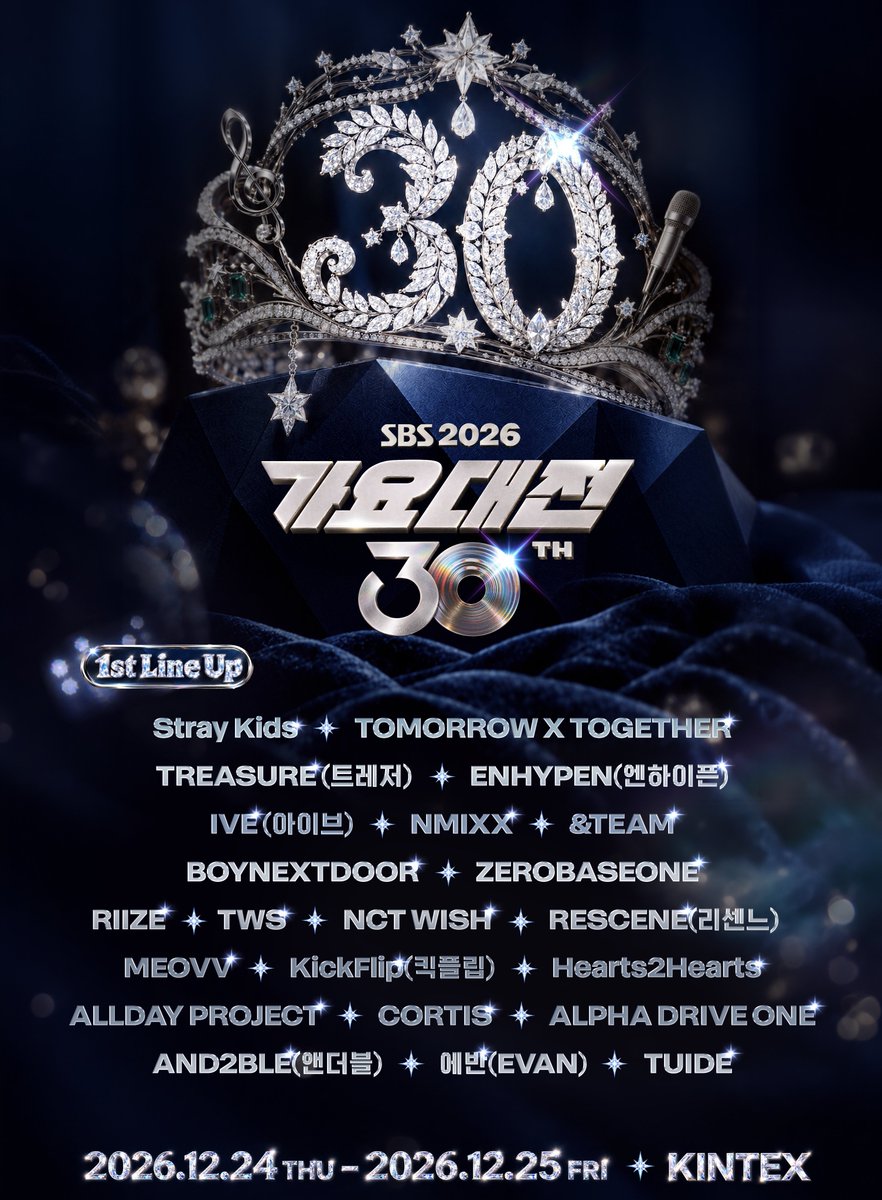 centralrescene's tweet photo. 📆 | O RESCENE está no lineup do SBS Gayo Daejeon 2026, que ocorrerá entre os dias 24 e 25 de dezembro!

#RESCENE #리센느 #リセンヌ @RESCENEofficial https://t.co/NwqJaiSPOT