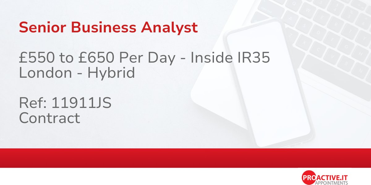 ProactiveIT_UK's tweet photo. This is a senior, hands-on role requiring a strong blend of business analysis, banking product knowledge, data and interface definition, and vendor selection experience.
https://t.co/AbSLZ7onjm https://t.co/G3D8xk3y1P