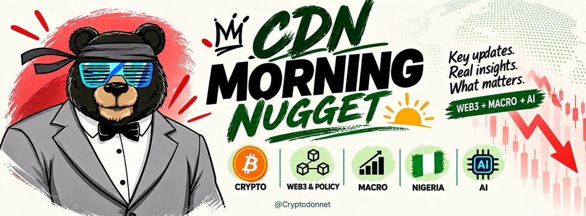 Cryptodonnet's tweet photo. CDN MORNING NUGGET | EDITION 20

Good morning, everyone.

Markets are under pressure as tech stocks slide and oil surges on rising Middle East supply risks.

Bitcoin remains near $82,000, while investors continue pouring money into spot BTC ETFs despite the market uncertainty.

bitcoin:native around $82k
ethereum:native around $2.4k
solana:So11111111111111111111111111111111111111112 a bit above $100
$XRP holding $1.3

Crypto Market

ETF inflows continue: US spot bitcoin ETFs attracted $528.4 million on Wednesday, taking inflows above $1 billion over three sessions. 

BlackRock’s IBIT led with $235 million, followed by Fidelity’s FBTC at $212.7 million. ether ETFs also returned to positive flows with $14.9 million.

Flows do not guarantee a rally: DWF Labs’ review of 694 trading days found that ETF investors generally added money during major rallies and pulled funds during sharp declines. inflows matter, but they are not a reliable prediction of the next move.

Web3 & Policy

Bitcoin seizure case: Chinese prosecutors are seeking to confiscate more than 61,800 BTC tied to a $5.7 billion fraud case. ownership claims remain under legal dispute.

Ethereum upgrade: the planned Glamsterdam upgrade on the Hoodi testnet has been postponed while developers investigate concerns involving EIP-8037. this is a testnet delay, not a confirmed mainnet postponement.

JPMorgan expands on Solana: two tokenized money market funds are now available on Solana for qualified US investors through Morgan Money.

Stablecoin rewards debate: the OCC has issued its final GENIUS Act rule, but the treatment of exchange rewards remains a regulatory question. existing programmes will not automatically be exempt from scrutiny.

Macro & Economy

Tech stocks retreat: the Nasdaq fell 2.6% on Thursday and the S&P 500 lost 1.2%, as worries over AI spending weighed on sentiment. Meta dropped 7% and Tesla fell 3.1%.

Oil hits a five-month high: WTI settled at $99.47 a barrel, while Brent climbed to $113.17 amid rising Middle East supply concerns and attacks on Saudi infrastructure.

Treasury yields fall: investors moved towards US government bonds amid market uncertainty, pushing the 10-year yield down sharply.

Jobs remain resilient: US initial jobless claims fell to 194,000, below forecasts of 200,000. the strong labour market and higher energy prices add complexity ahead of the October 28 Fed decision.

Nigeria Watch

cash held outside Nigerian banks rose to ₦4.92 trillion in September, up from ₦4.87 trillion in August. 

broad money supply also increased to ₦146.6 trillion, according to CBN data.

What to watch today

➛ whether BTC can hold around $81,000 to $82,000
➛ whether bitcoin ETF inflows continue despite market weakness
➛ oil prices and further developments across the Middle East
➛ follow-through in tech stocks after Thursday’s sell-off
➛ positioning ahead of next week’s Fed decision

What to watch tomorrow

➛ whether crypto stabilises after this week’s volatility
➛ weekend liquidity and the risk of sharper price swings
➛ any new developments around stablecoin rules and Ethereum’s testnet upgrade

The Setup

ETF demand is still visible, but it has not removed the pressure on prices. oil, tech earnings and Fed expectations remain key drivers of sentiment.

watch the flows, but keep an eye on the bigger picture.

stay informed. stay ahead.

Respost for others and stay tuned for the next edition.