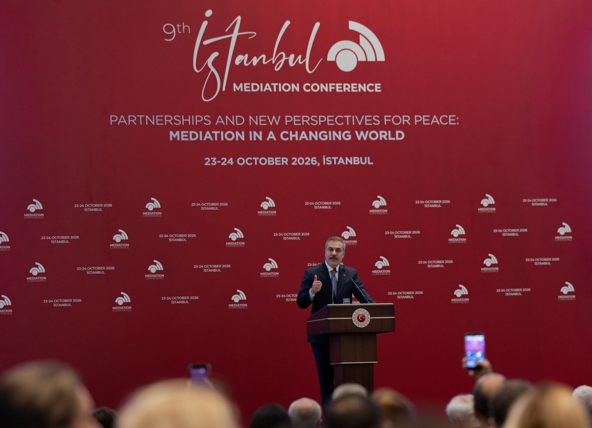 MFATurkiye's tweet photo. Minister of Foreign Affairs @HakanFidan inaugurated the IX. Istanbul Mediation Conference, hosted by the Ministry of Foreign Affairs of Türkiye. https://t.co/3wwDGiHp2R
