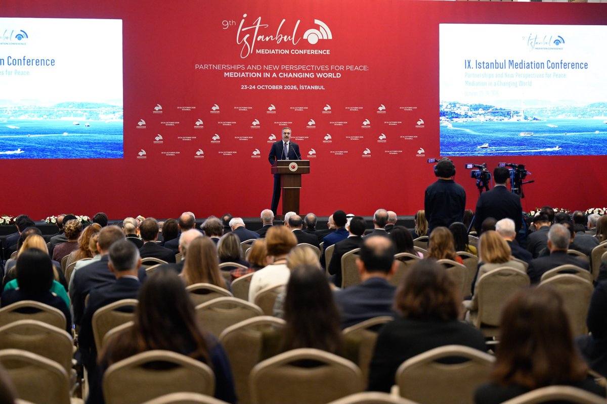 MFATurkiye's tweet photo. Minister of Foreign Affairs @HakanFidan inaugurated the IX. Istanbul Mediation Conference, hosted by the Ministry of Foreign Affairs of Türkiye. https://t.co/3wwDGiHp2R