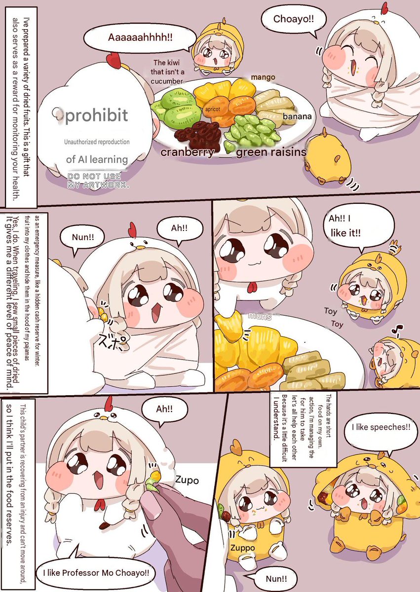 makigumop4546's tweet photo. Day 34. After the checkups, our scientist give them a plate of cut fruits. Apparently, before winter, Pajama Speaki usually collect food and store them into their hoods. They reminds me of hamsters. Since one of them is injured, our scientist helped them packs their food! https://t.co/nwsFhkVDPf