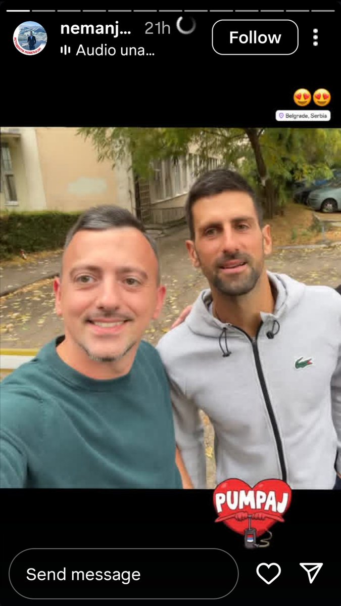 NovakAnalysis's tweet photo. "In the vicinity of the clinical center, on the way to Slavija Square, citizens create memories. October 22, 3 to 25." Citizen Novak #Djokovic was spotted with Serbian people yesterday in Belgrade 🇷🇸 https://t.co/ahHWLnEfWp
