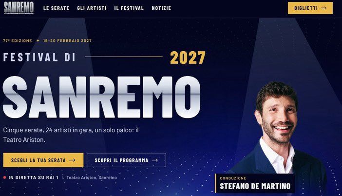 Cinguetterai's tweet photo. ⚠️ Fate attenzione‼️ 

Un sito sospetto e non ufficiale propone biglietti in vendita per le 5 serate di #Sanremo2027, fino a 490 euro.
Teatro Ariston e Rai hanno già informato le autorità competenti: l’ipotesi è quella di una vera e propria truffa.

⛔️ https://t.co/i2lUpi2Syo https://t.co/zsGpSVrskd